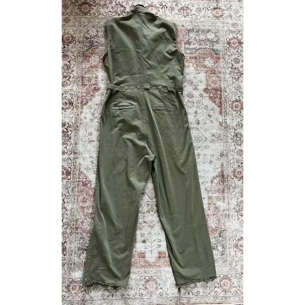 Frame Denim Le Service Sleeveless Wide Leg Green Jumpsuit Womens Size XL NWT - Picture 10 of 13